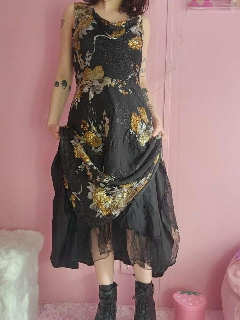 Black JS Boutique Whimsigoth Fairy Floral Formal Dress